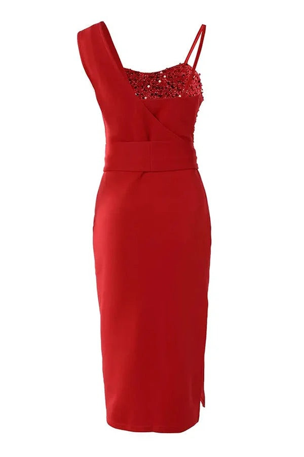 Aliams | Tampa Nights Pailletten Patch Schlitz Partykleid