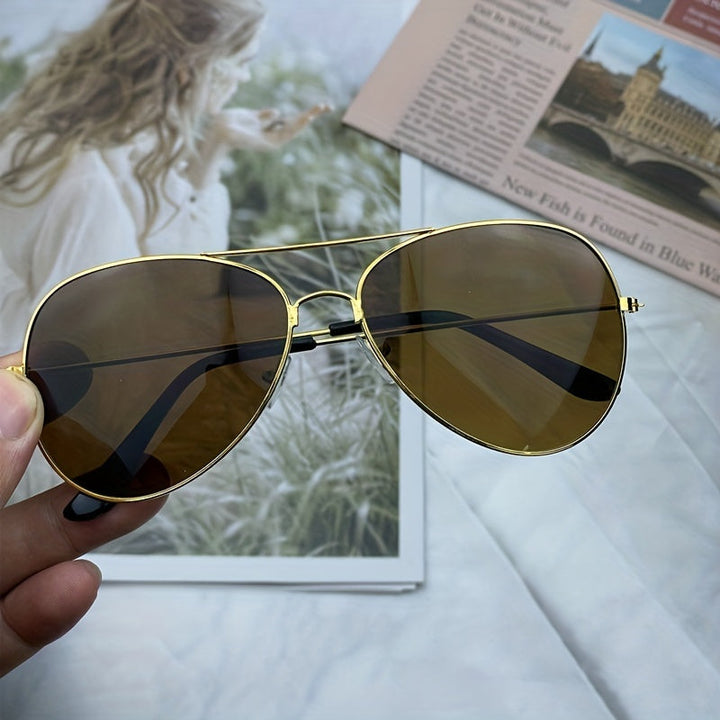 Aliams | Klassische Aviator-Sonnenbrille mit Goldenem Rahmen für Damen