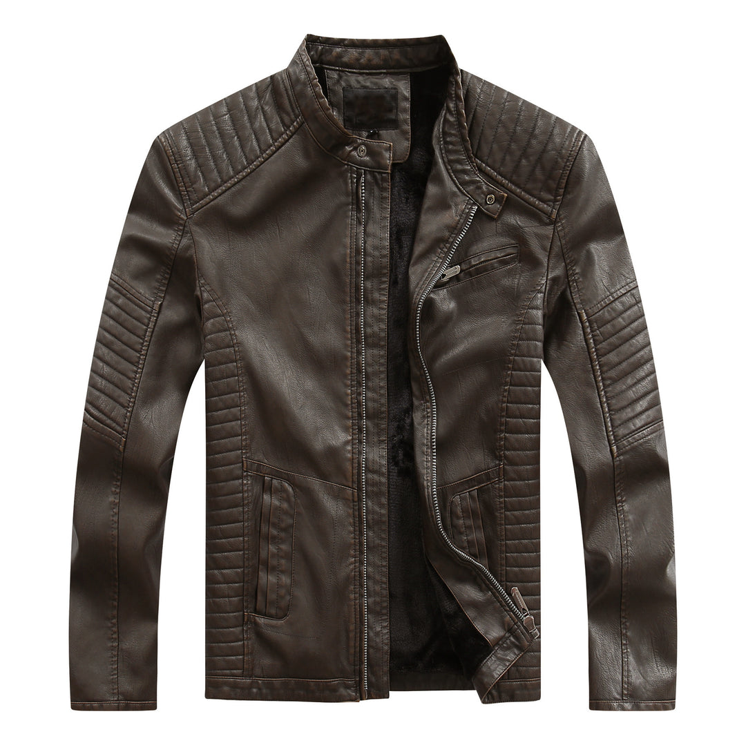 Herren stylische Bikerjacke aus Kunstleder mit detailreichen Steppnähten Aliams