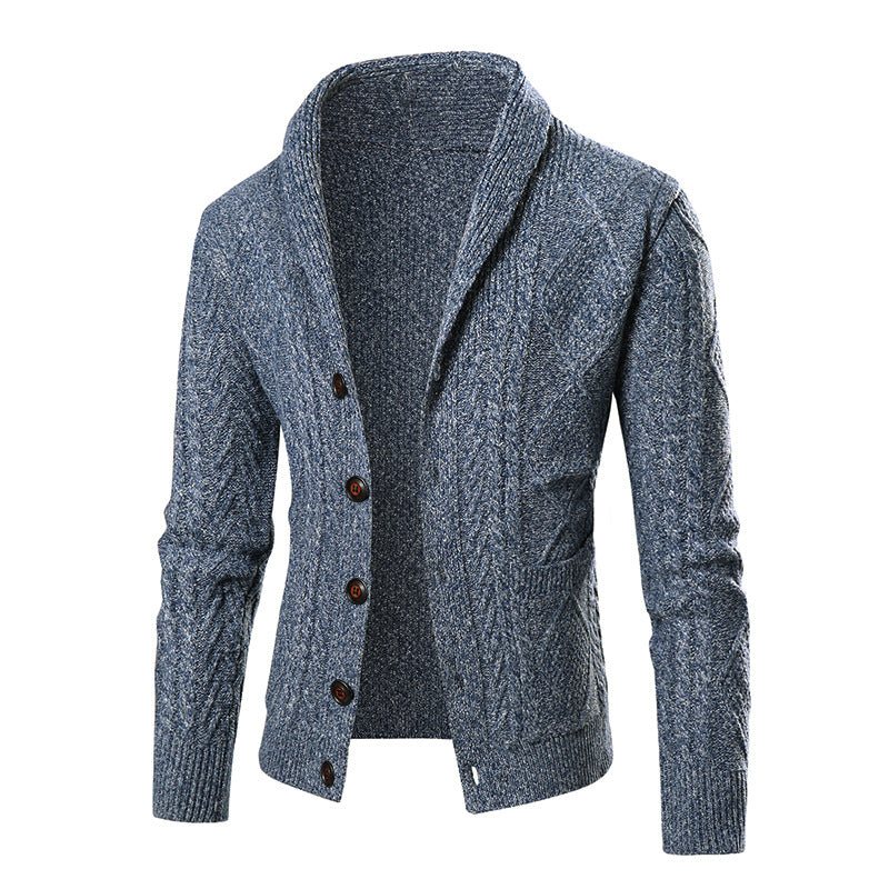 Herren Strickjacke mit modernem Zopfmuster und schickem Schalkragen Aliams