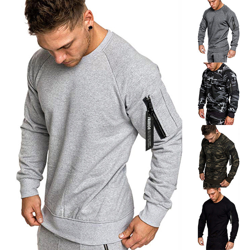 Herren sportlicher Sweatshirt mit praktischer Reißverschlusstasche Aliams