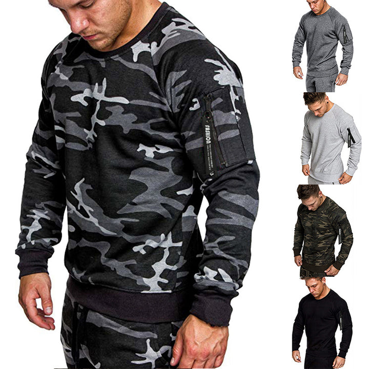 Herren sportlicher Sweatshirt mit praktischer Reißverschlusstasche Aliams