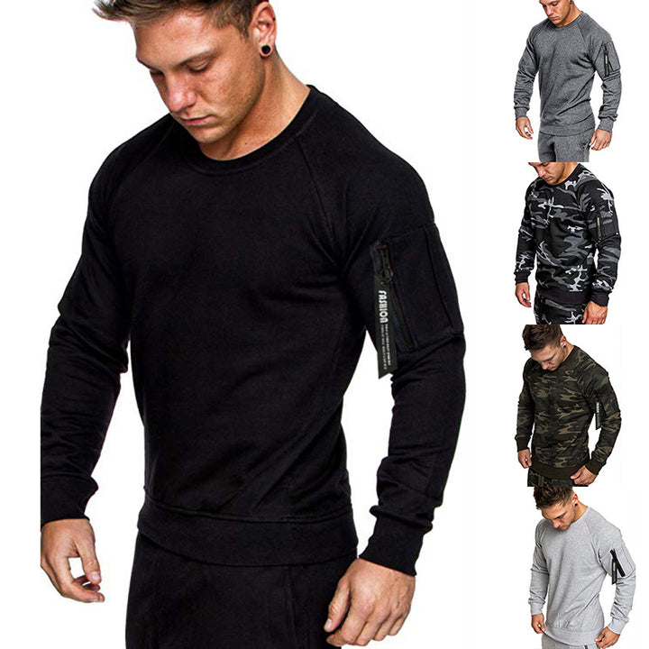 Herren sportlicher Sweatshirt mit praktischer Reißverschlusstasche Aliams