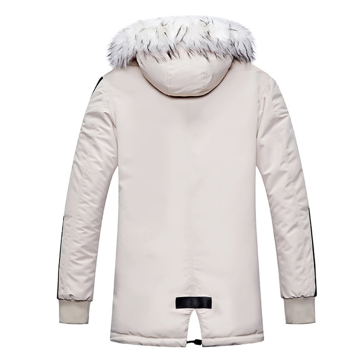 Herren Winterjacke mit abnehmbarem Kunstfellkragen und vielseitigen Taschen Aliams