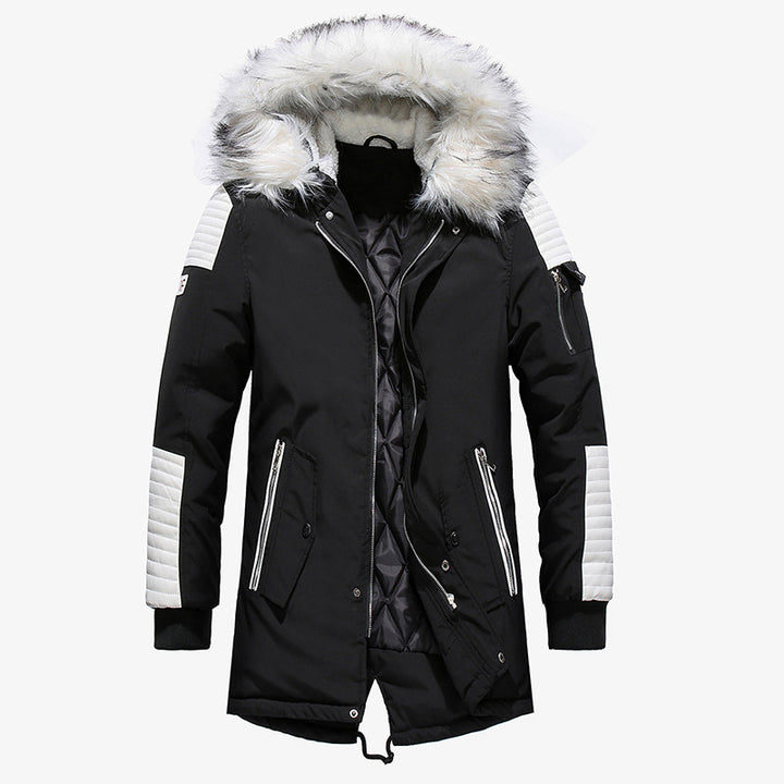 Herren Winterjacke mit abnehmbarem Kunstfellkragen und vielseitigen Taschen Aliams