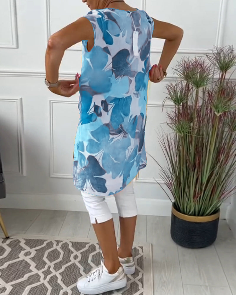 Aliams | Lässiges Longtop mit Farbenfrohem Blumenprint
