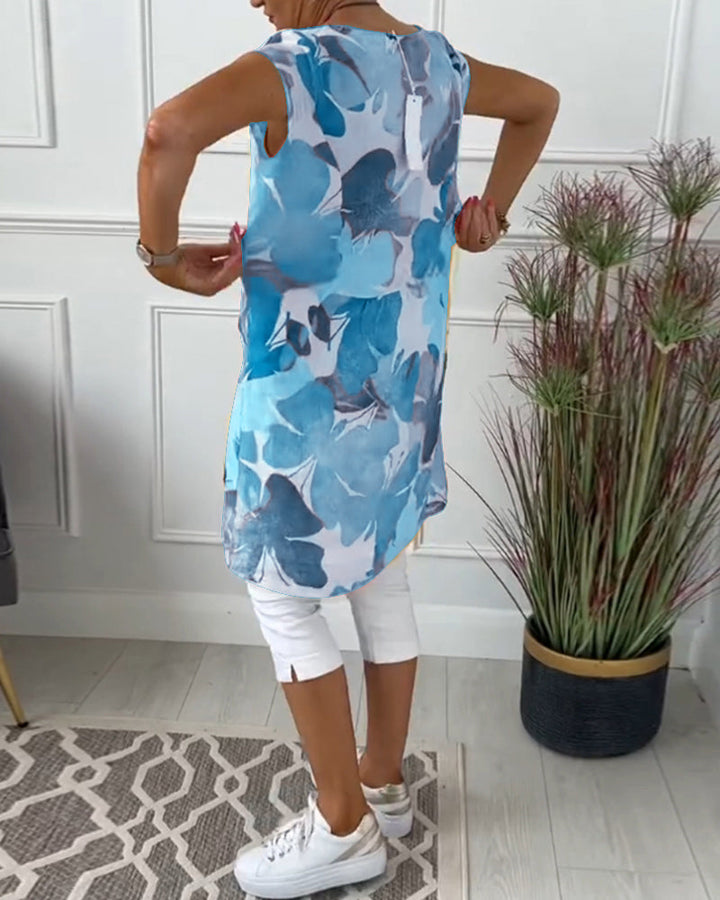 Aliams | Lässiges Longtop mit Farbenfrohem Blumenprint