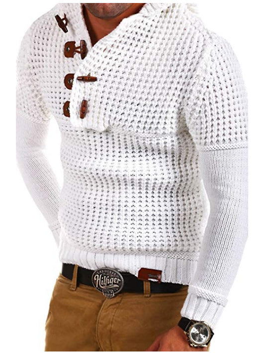 Herren Strickpullover mit kapuze und Holzknöpfen Aliams
