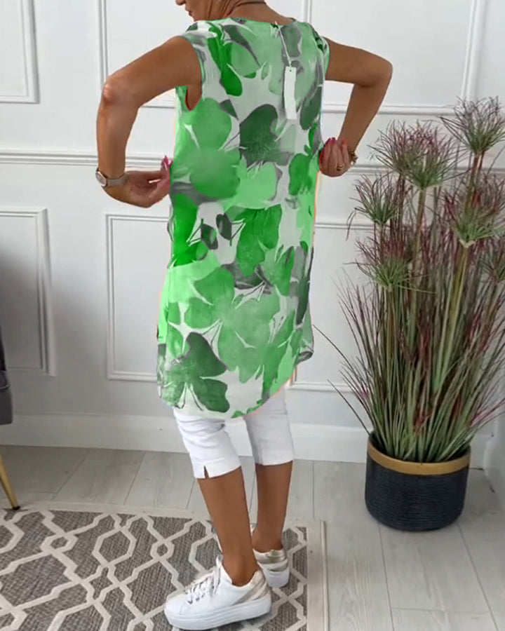 Aliams | Lässiges Longtop mit Farbenfrohem Blumenprint