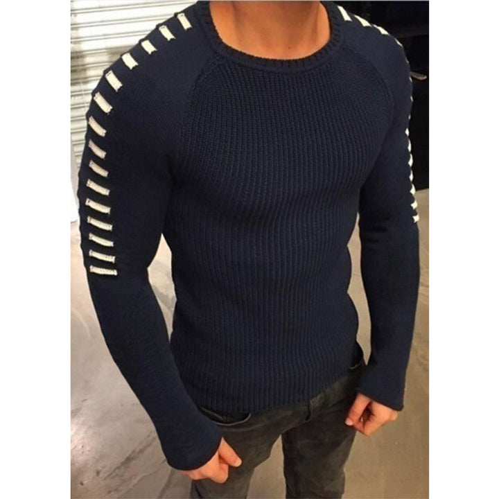 Herren stylischer Feinstrickpullover mit modischen Kontraststreifen Aliams