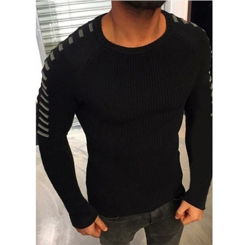 Herren stylischer Feinstrickpullover mit modischen Kontraststreifen Aliams