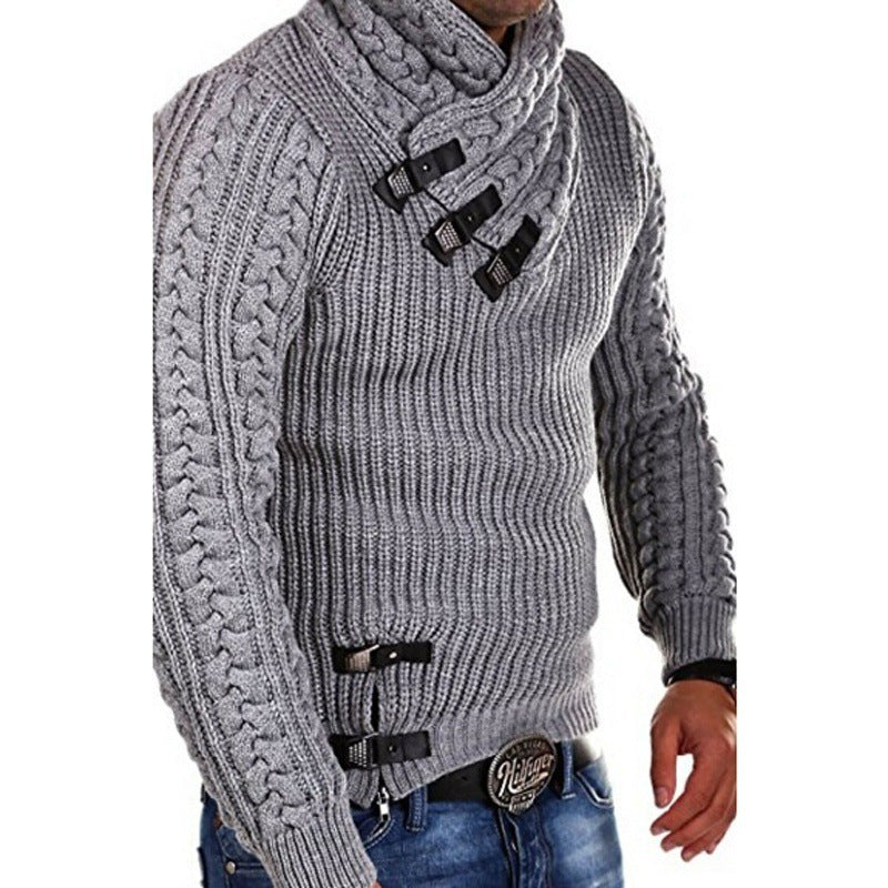 Herren Strickpullover mit innovativem Schalkragen und exklusiven Knopfdetails Aliams