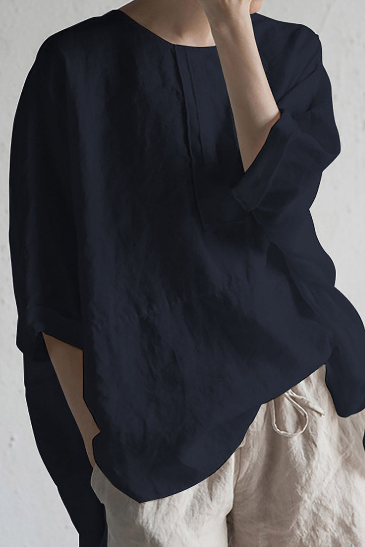 Aliams | Stilvolle Strickjacke Aus Japanischer Leinen Halbärmel und Runder Ausschnitt