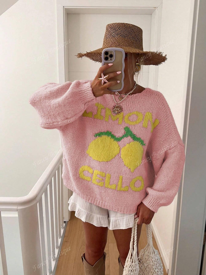 Aliams | Strickpullover mit Zitronenprint für Damen