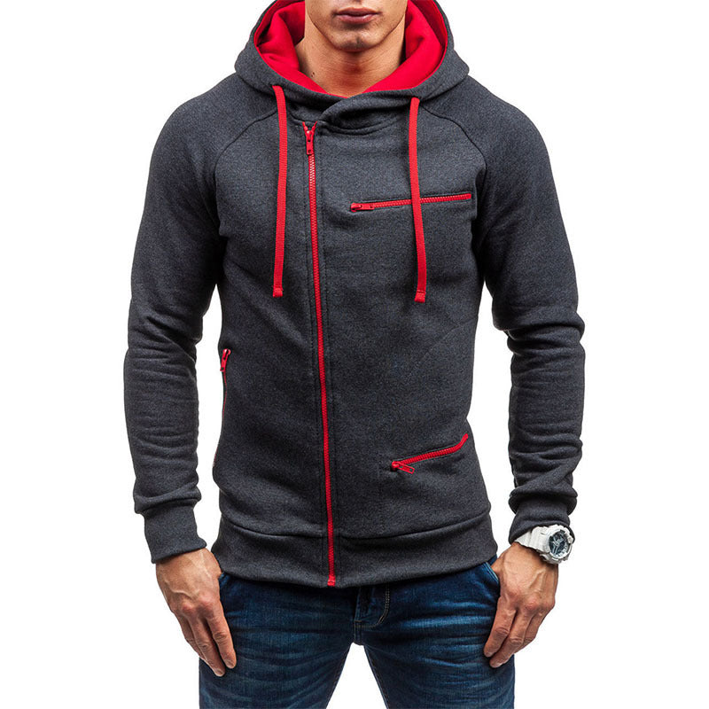 Herren sportlicher Kapuzenpullover mit funktionalen Taschen Aliams
