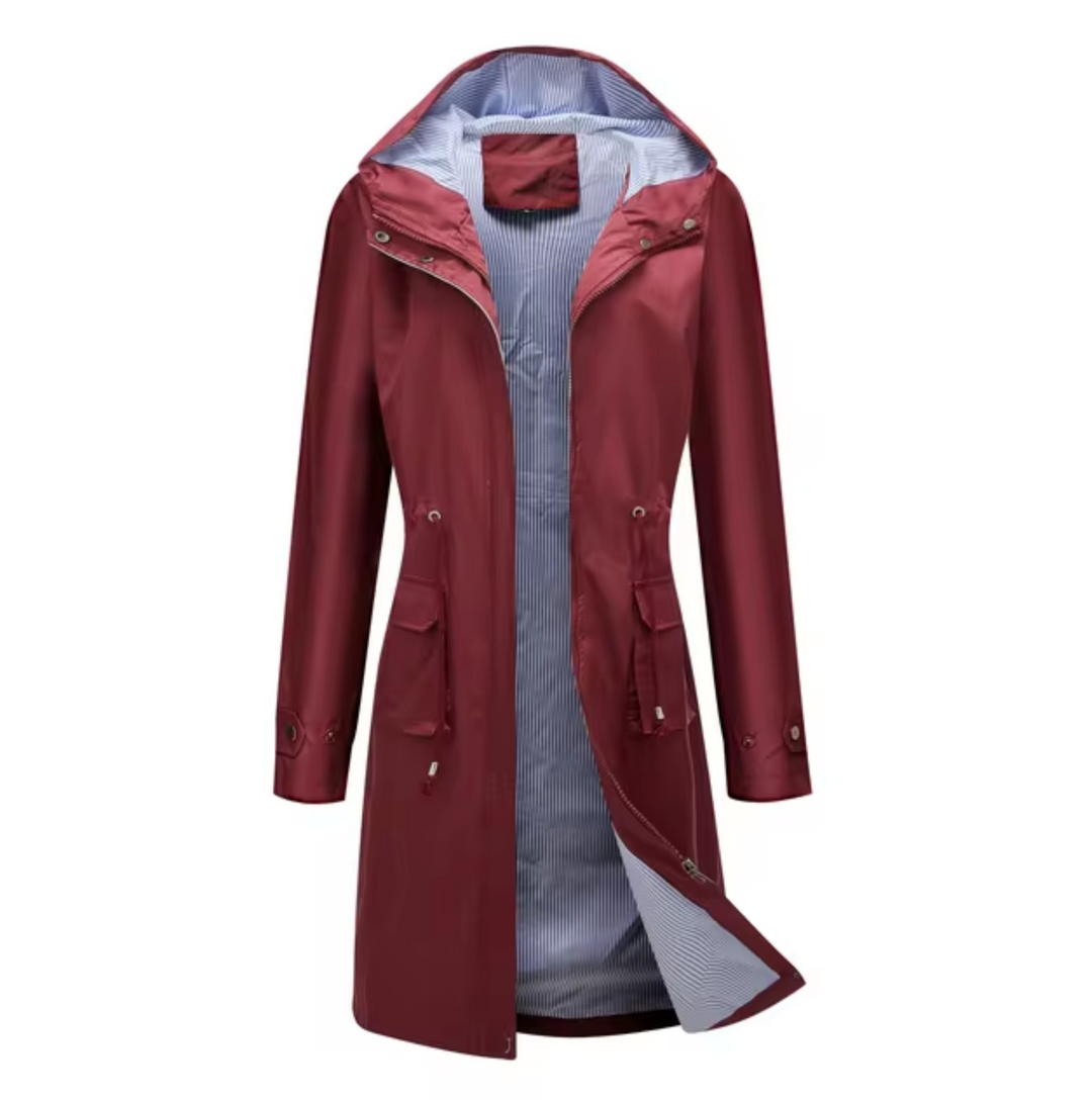 Aliams | Lange Wasserdichte Jacke mit Kapuze für Damen