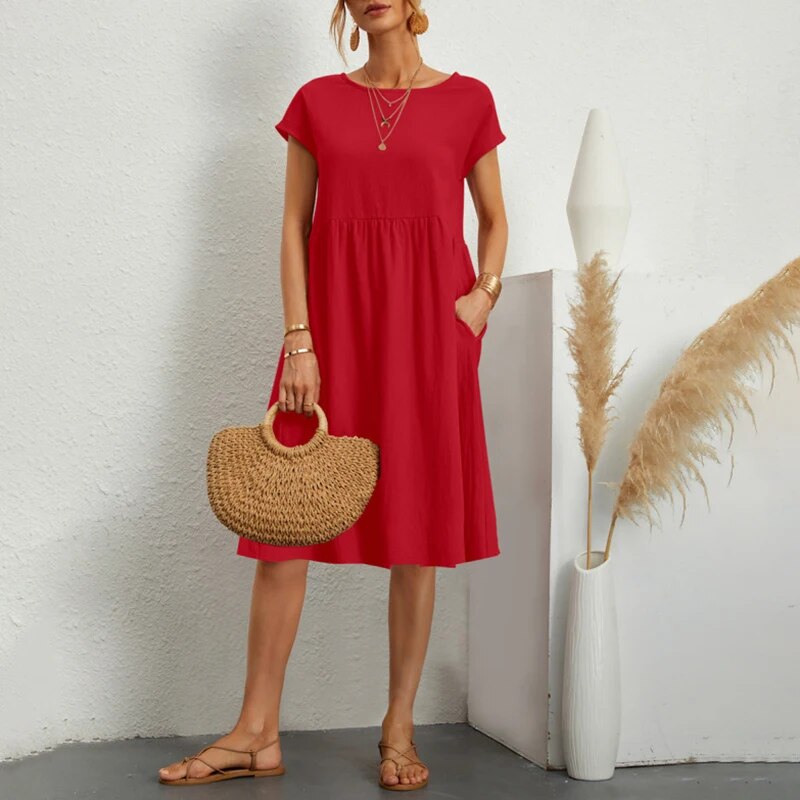 Aliams | Kleid mit Rundhalsausschnitt Aus Baumwolle