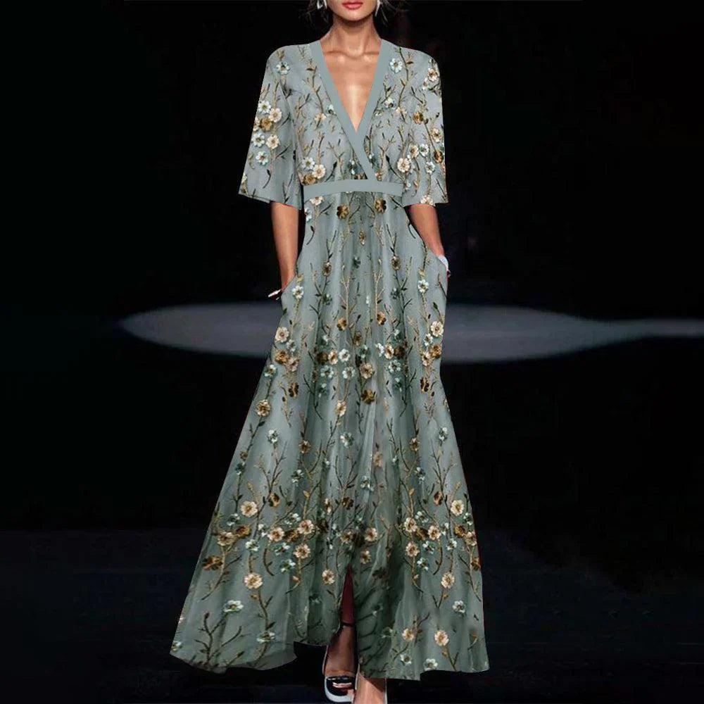 Aliams | Kurzärmeliges Maxikleid Lässig und Stilvoll