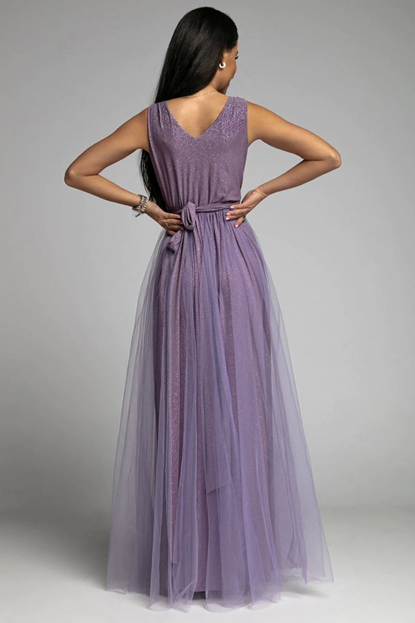 Aliams | It'S My Day Light Tulle Schlitz Maxi Kleid