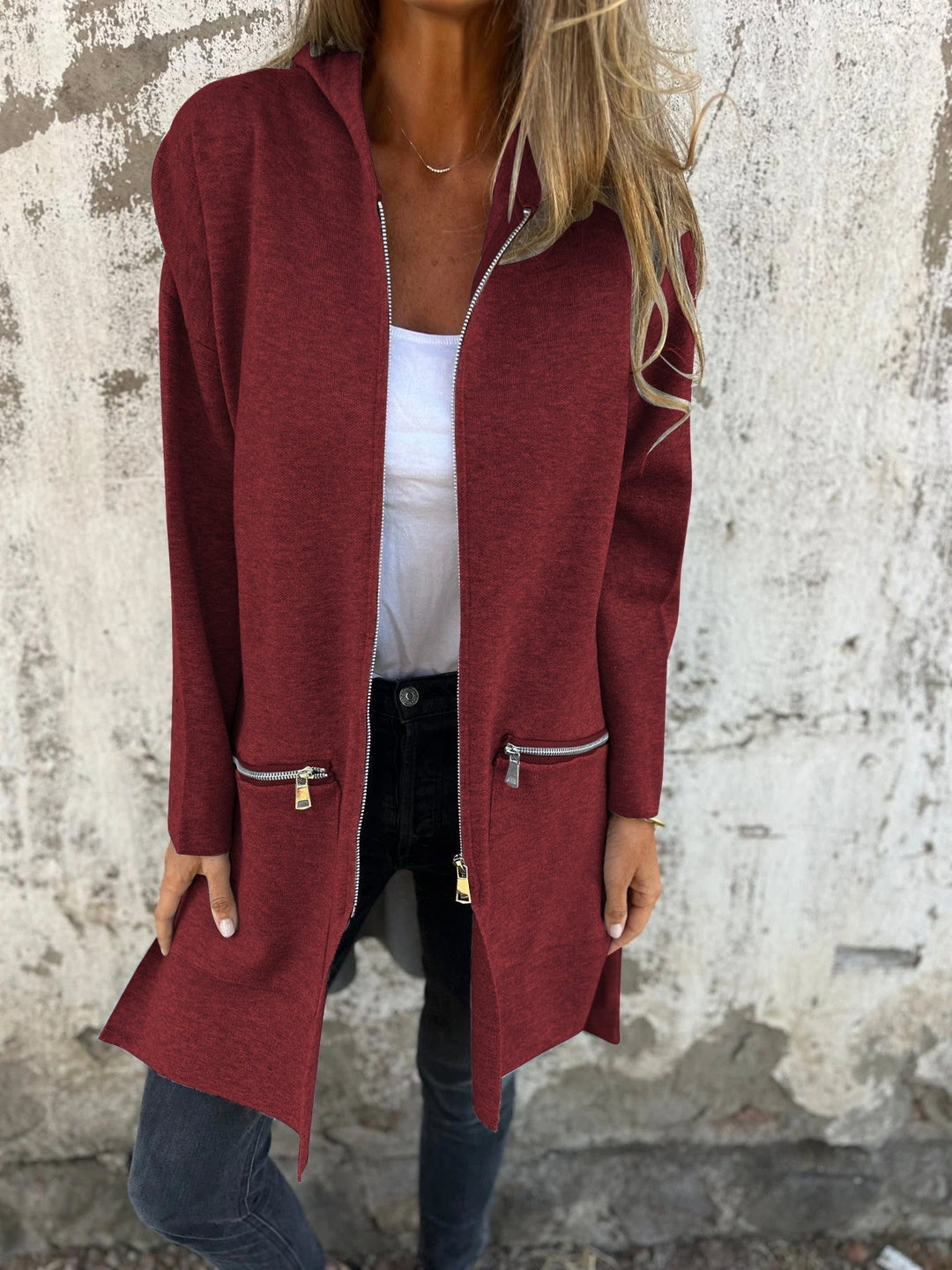 Aliams | Lässige Langarmjacke Mit Reißverschluss Für Damen