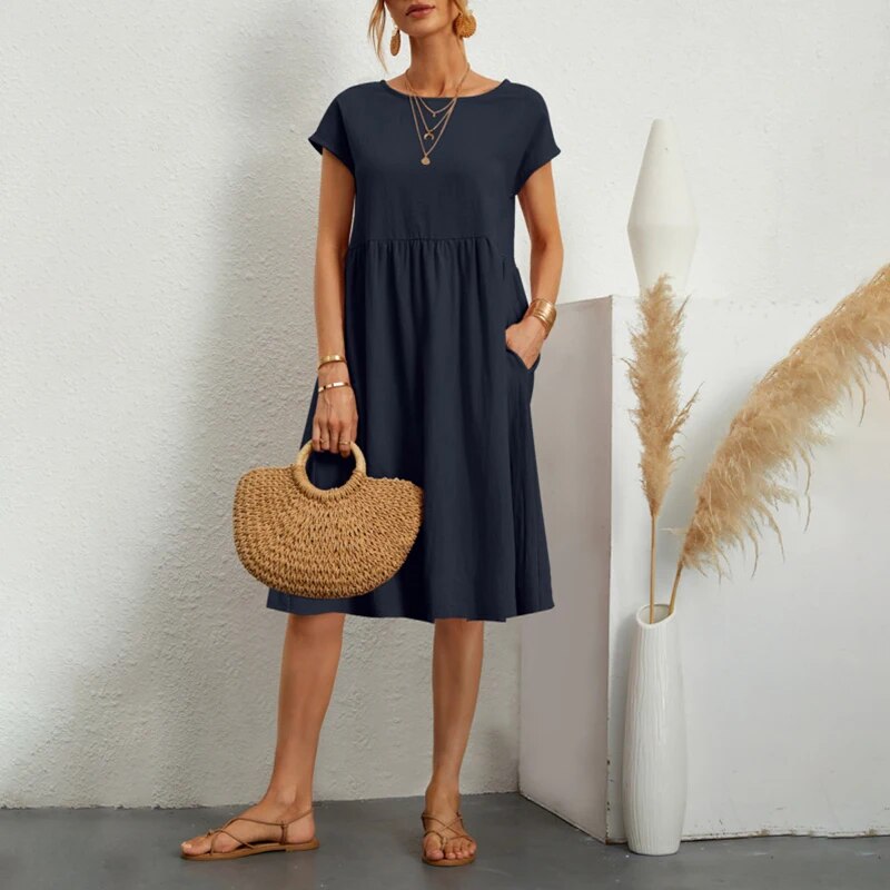 Aliams | Kleid mit Rundhalsausschnitt Aus Baumwolle