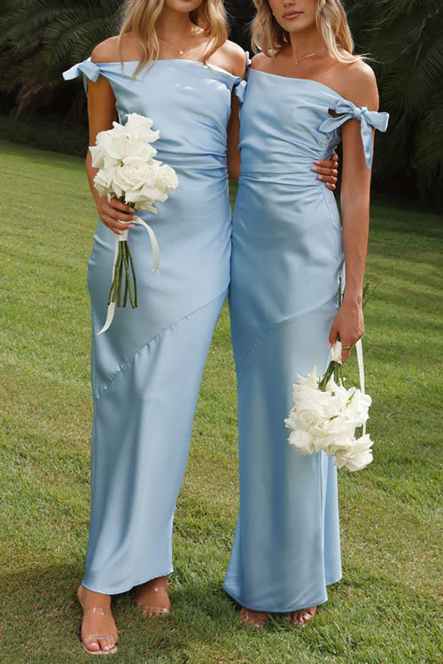 Aliams | Rosiedress Schleife Knoten Off-Shoulder Maxi Partykleid