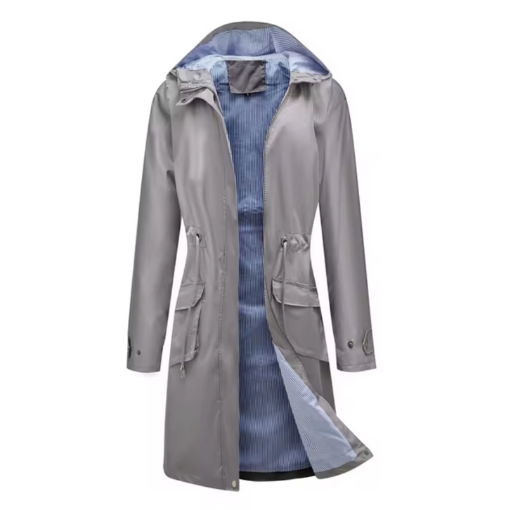 Aliams | Lange Wasserdichte Jacke mit Kapuze für Damen