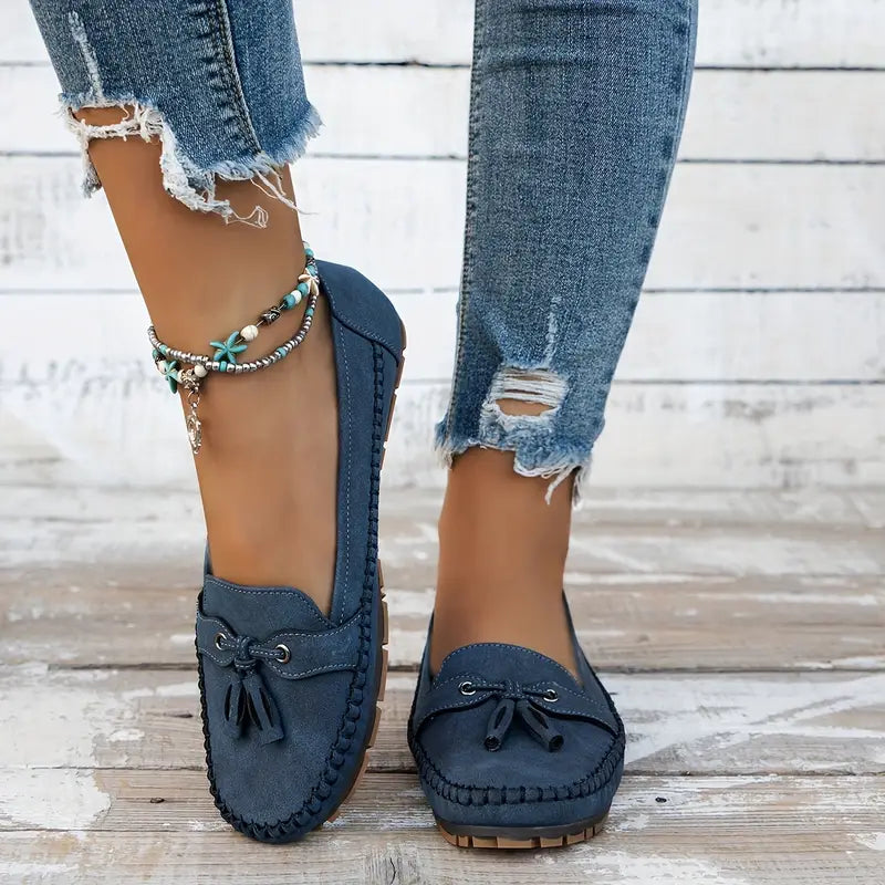 Aliams | Klassische Wildleder Loafer mit Quastendetail für Damen