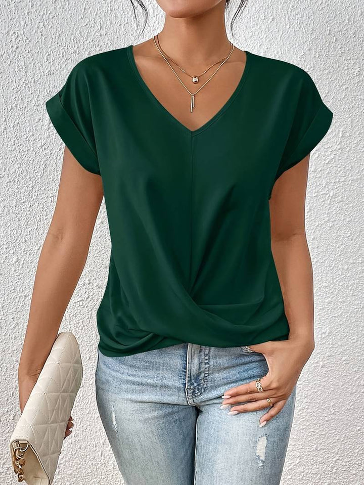 Aliams | Kurzarm-V-Ausschnitt-Shirt Leichtes und stilvolles Basic für Damen