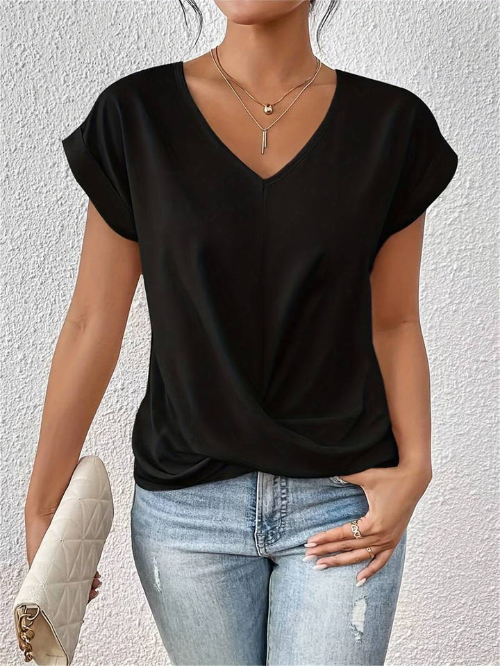 Aliams | Kurzarm-V-Ausschnitt-Shirt Leichtes und stilvolles Basic für Damen