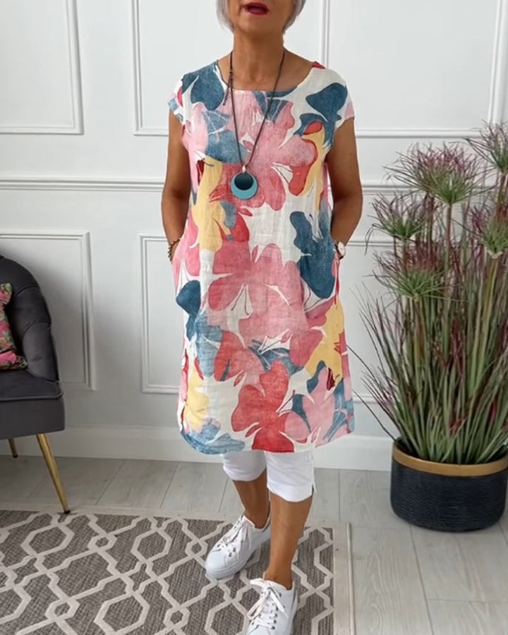Aliams | Lässiges Longtop mit Farbenfrohem Blumenprint