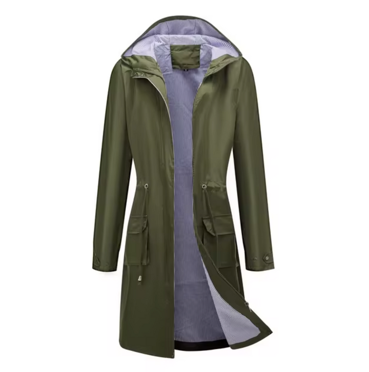 Aliams | Lange Wasserdichte Jacke mit Kapuze für Damen