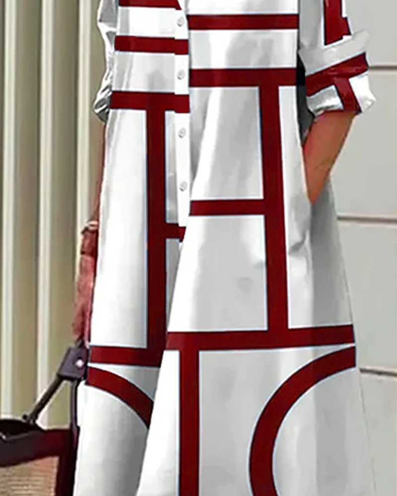 Aliams | Kleid mit Taschen und Geometrischem Aufdruck
