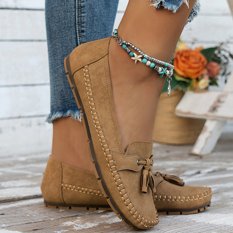 Aliams | Klassische Wildleder Loafer mit Quastendetail für Damen