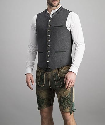 Aliams | Herren Trachtenweste Weste Grau Klassisch Elegant