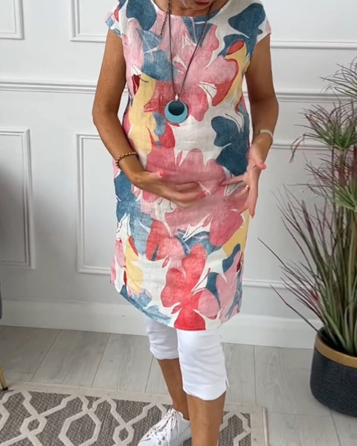 Aliams | Lässiges Longtop mit Farbenfrohem Blumenprint