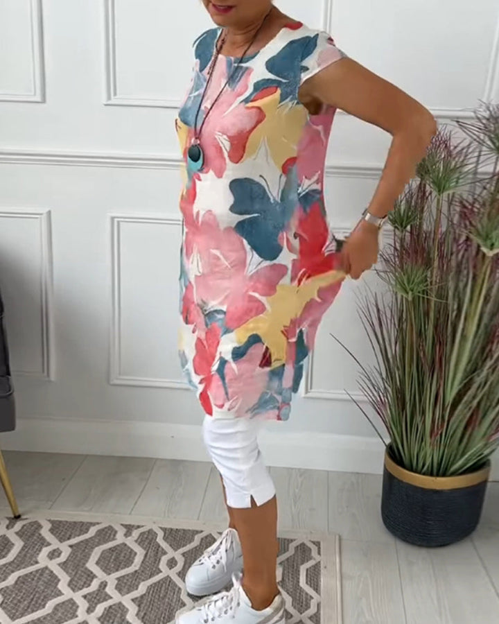 Aliams | Lässiges Longtop mit Farbenfrohem Blumenprint