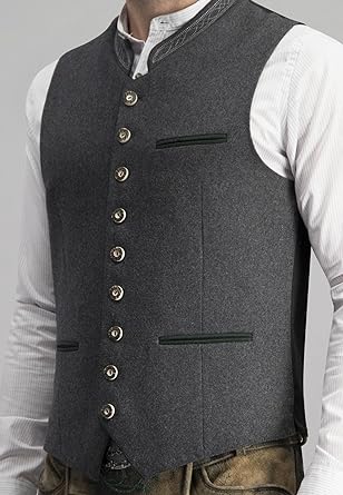 Aliams | Herren Trachtenweste Weste Grau Klassisch Elegant