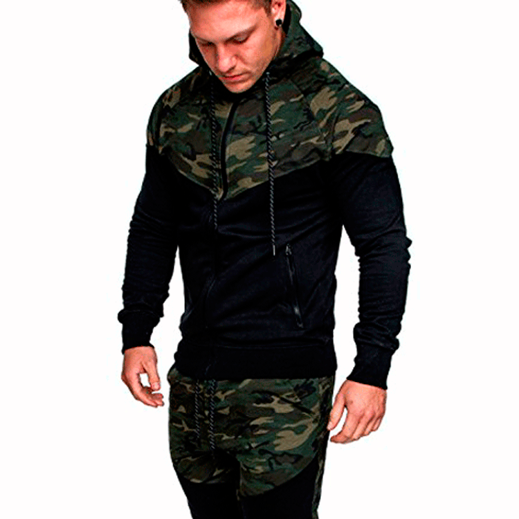 Herren Trainingspullover mit hohem Kragen und modischem Camouflage-Design Aliams