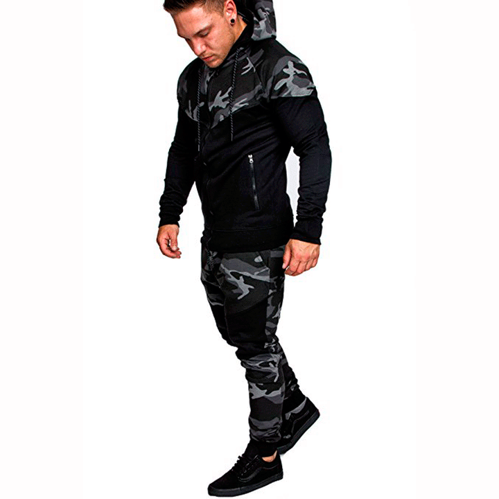 Herren Trainingspullover mit hohem Kragen und modischem Camouflage-Design Aliams