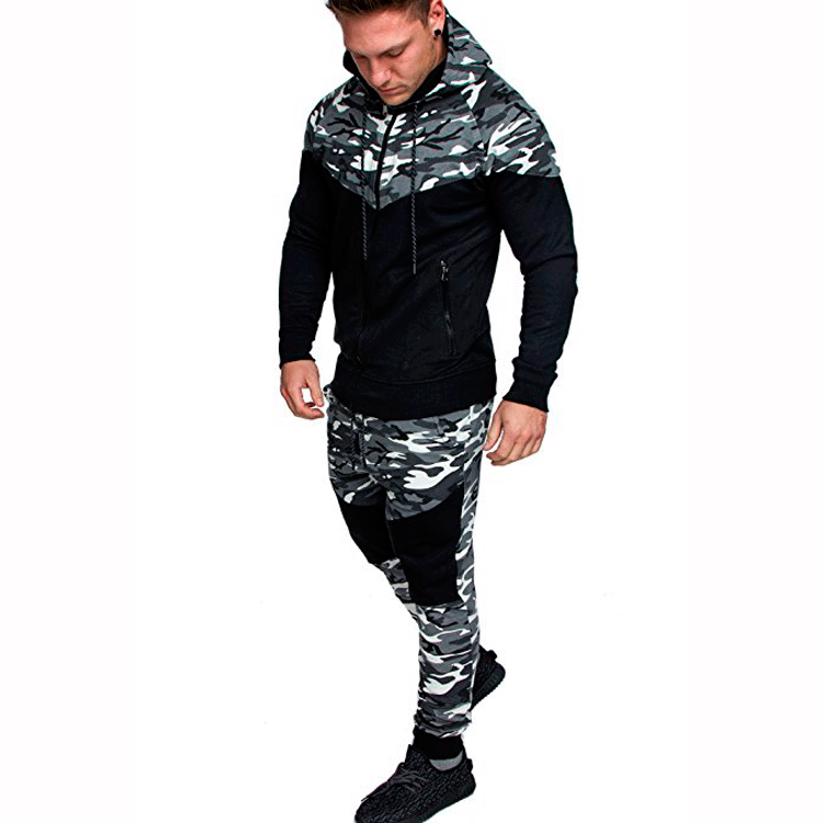 Herren Trainingspullover mit hohem Kragen und modischem Camouflage-Design Aliams