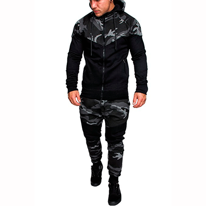 Herren Trainingspullover mit hohem Kragen und modischem Camouflage-Design Aliams
