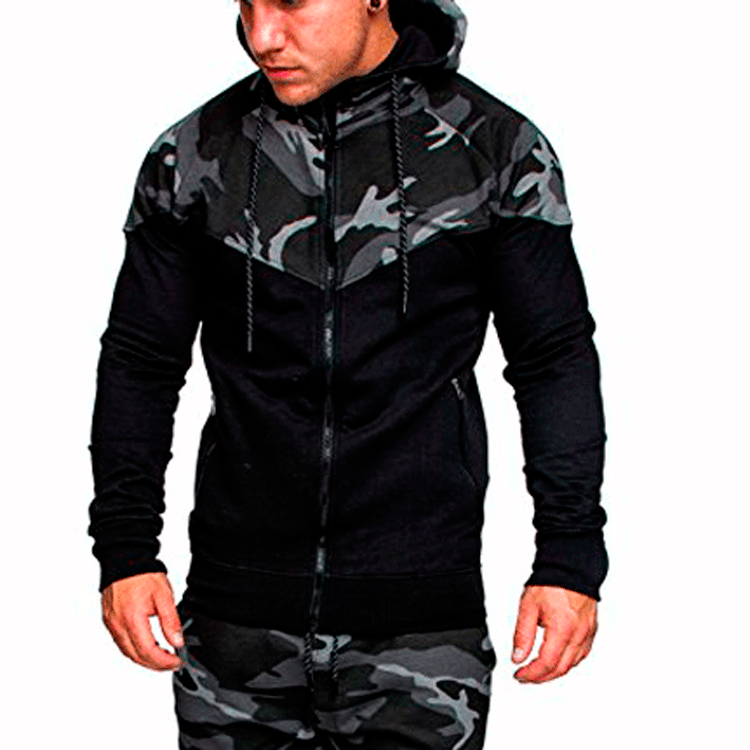 Herren Trainingspullover mit hohem Kragen und modischem Camouflage-Design Aliams