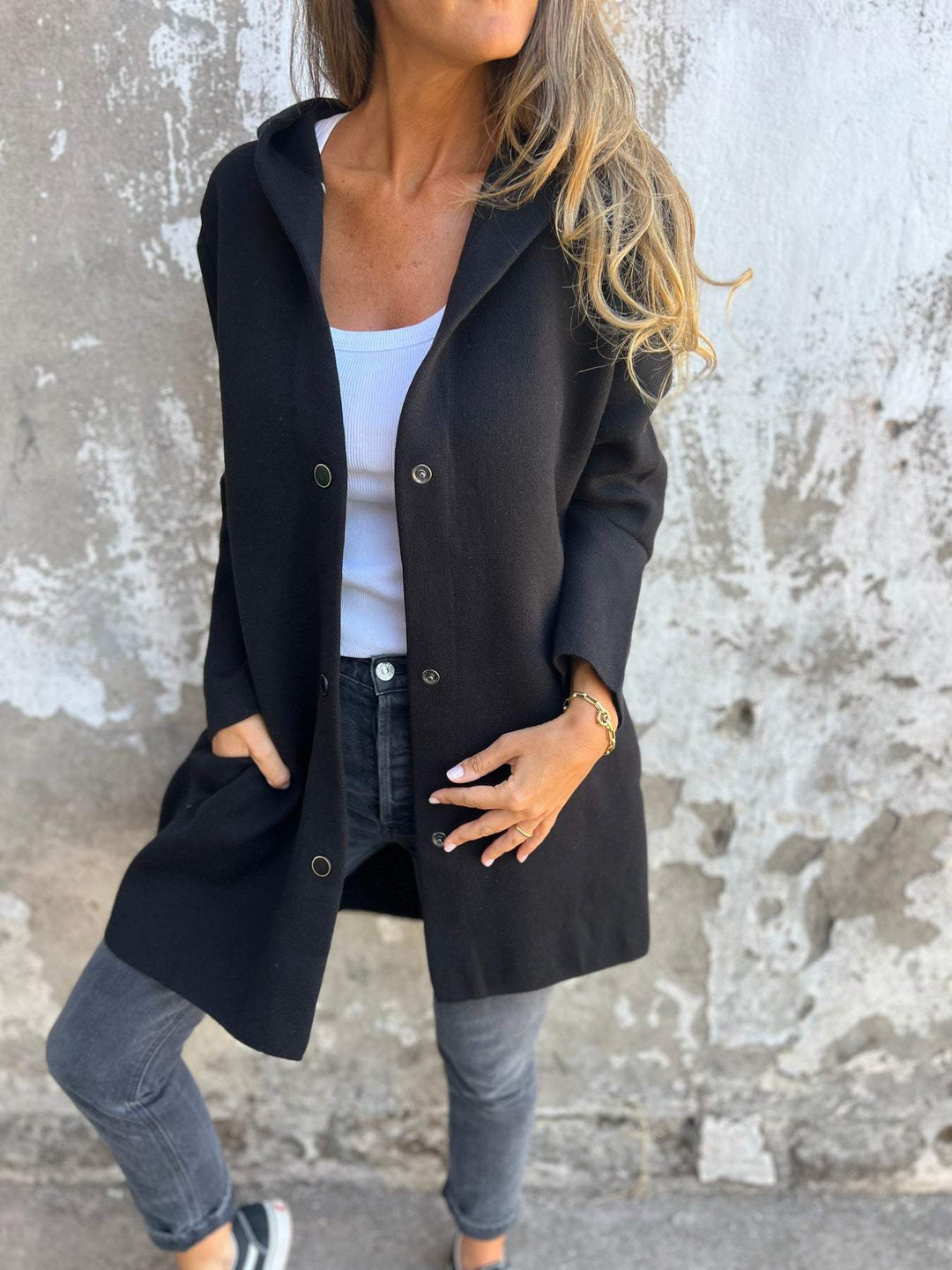 Aliams | Lässige Einreiher Blazer mit Kapuze