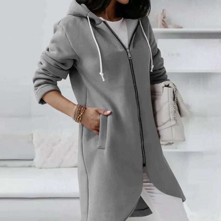 Aliams | Lange Kapuzenjacke mit Reißverschluss