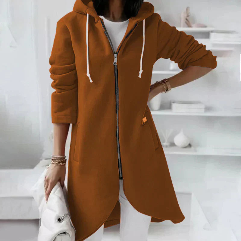 Aliams | Lange Kapuzenjacke mit Reißverschluss