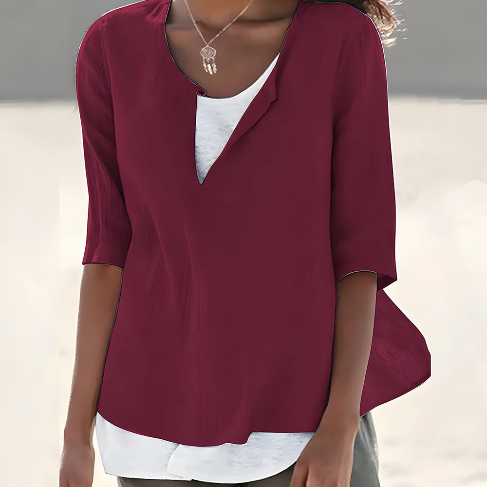 Aliams | Stilvolles, Halbärmeliges Damenoberteil Aus Baumwolle und Leinen