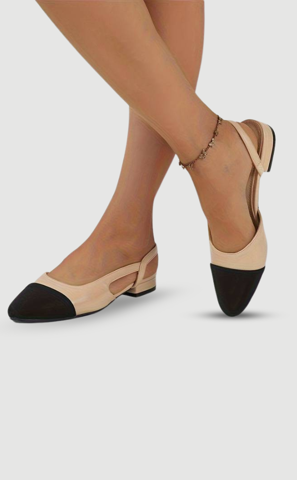 Aliams | Slingback Ballerinas In Beige & Schwarz Klassischer Chic