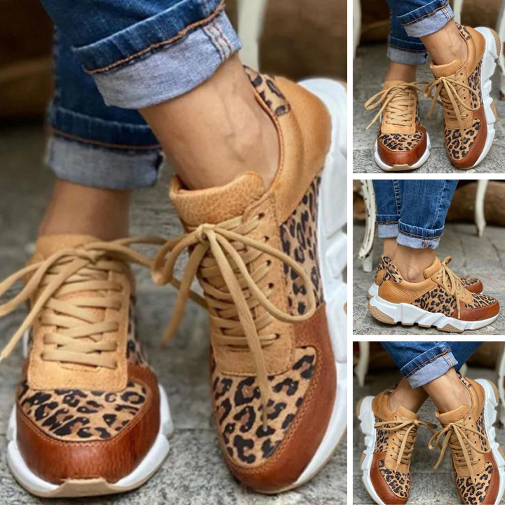 Aliams | Lässige Vulkanisierte Leoparden-Sneakers mit Dicken Sohlen
