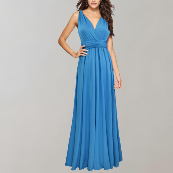 Aliams | Schick Maxikleid Cocktail Kleid Taillengurtel